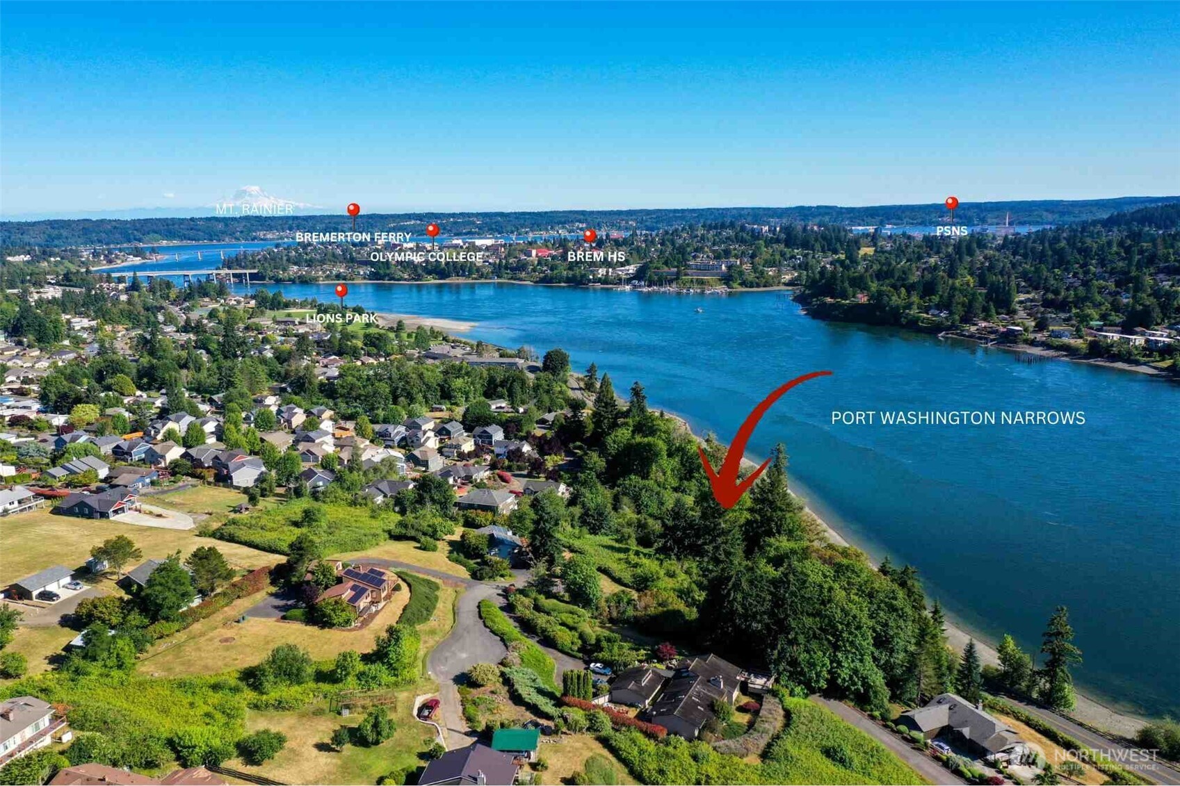 -xxx Tracyton Beach Road Northwest Bremerton, WA 98310 - Photo 13 of 26 an aerial view of a houses with a lake view