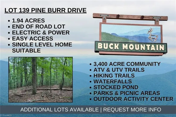 $34,900 | Lot 139 Pine Burr Drive, Purlear, NC 28665