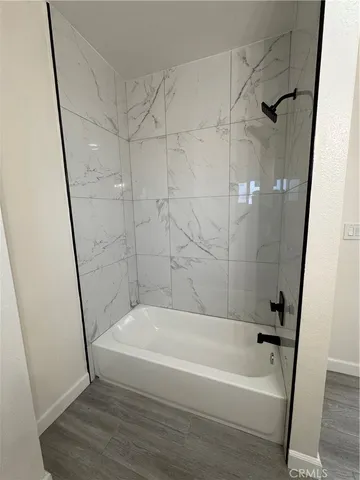 a bathroom with a bathtub