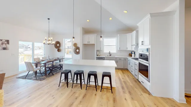 a view of a dining room and livingroom view