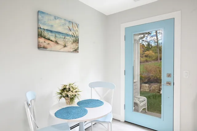 a backyard of a house with lots of green space