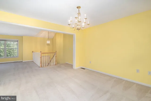 a view of a livingroom with a chandelier