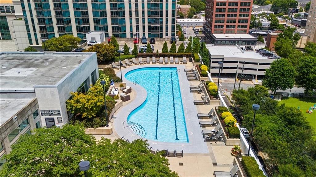 250 Pharr Road Northeast, Unit 704 Atlanta, GA 30305 - Photo 37 of 53 an aerial view of a house with a swimming pool