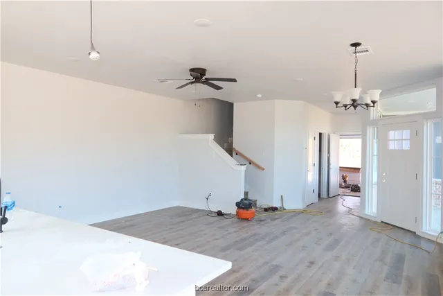 a view of a livingroom with a chandelier