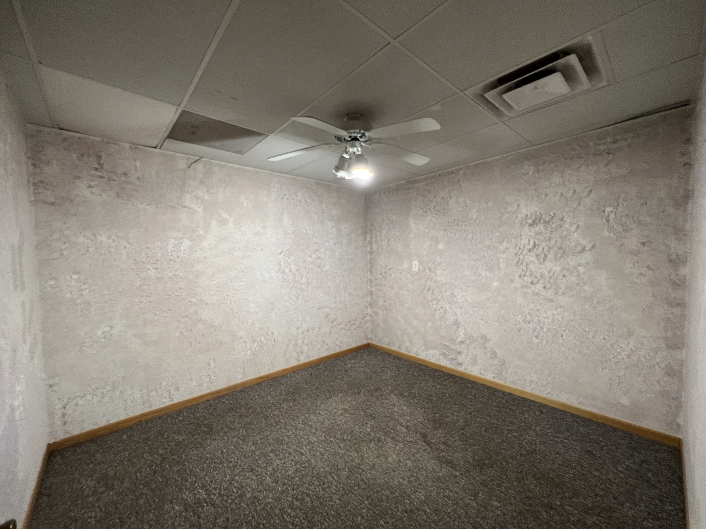 303 East State Road Mount Carroll, IL 61053 - Photo 15 of 26 an empty room with a ceiling fan and a window