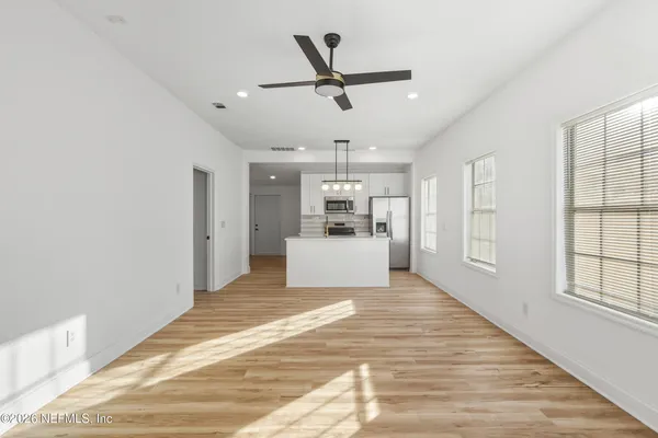 a view of a livingroom with a window
