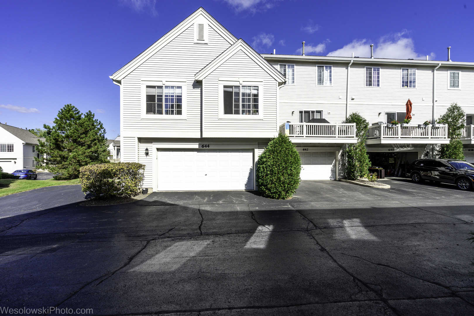 644 South Rosehall Lane, Unit 644 Round Lake, IL 60073 - Photo 2 of 33 a front view of a house with a yard and potted plants