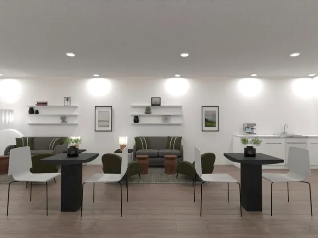 a living room with furniture a rug and a fireplace