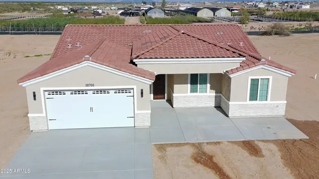 an aerial view of a house