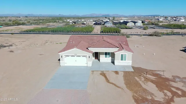 an aerial view of a house