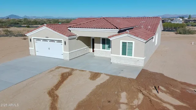 an aerial view of a house