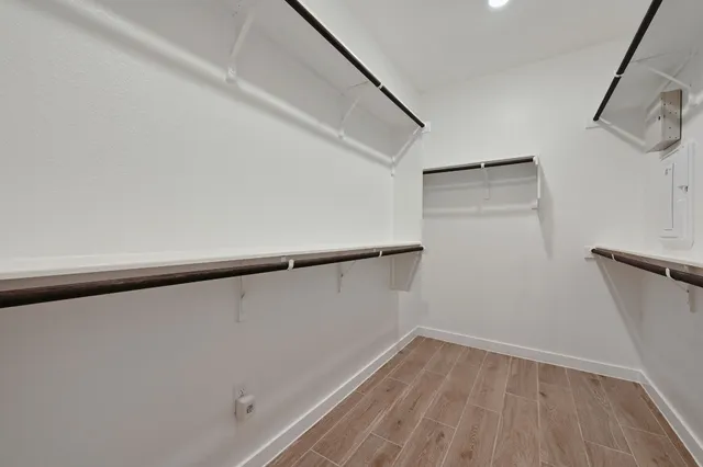 a view of small space with racks on the wall