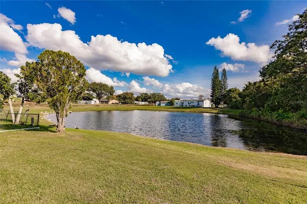 a view of an outdoor space and swimming pool