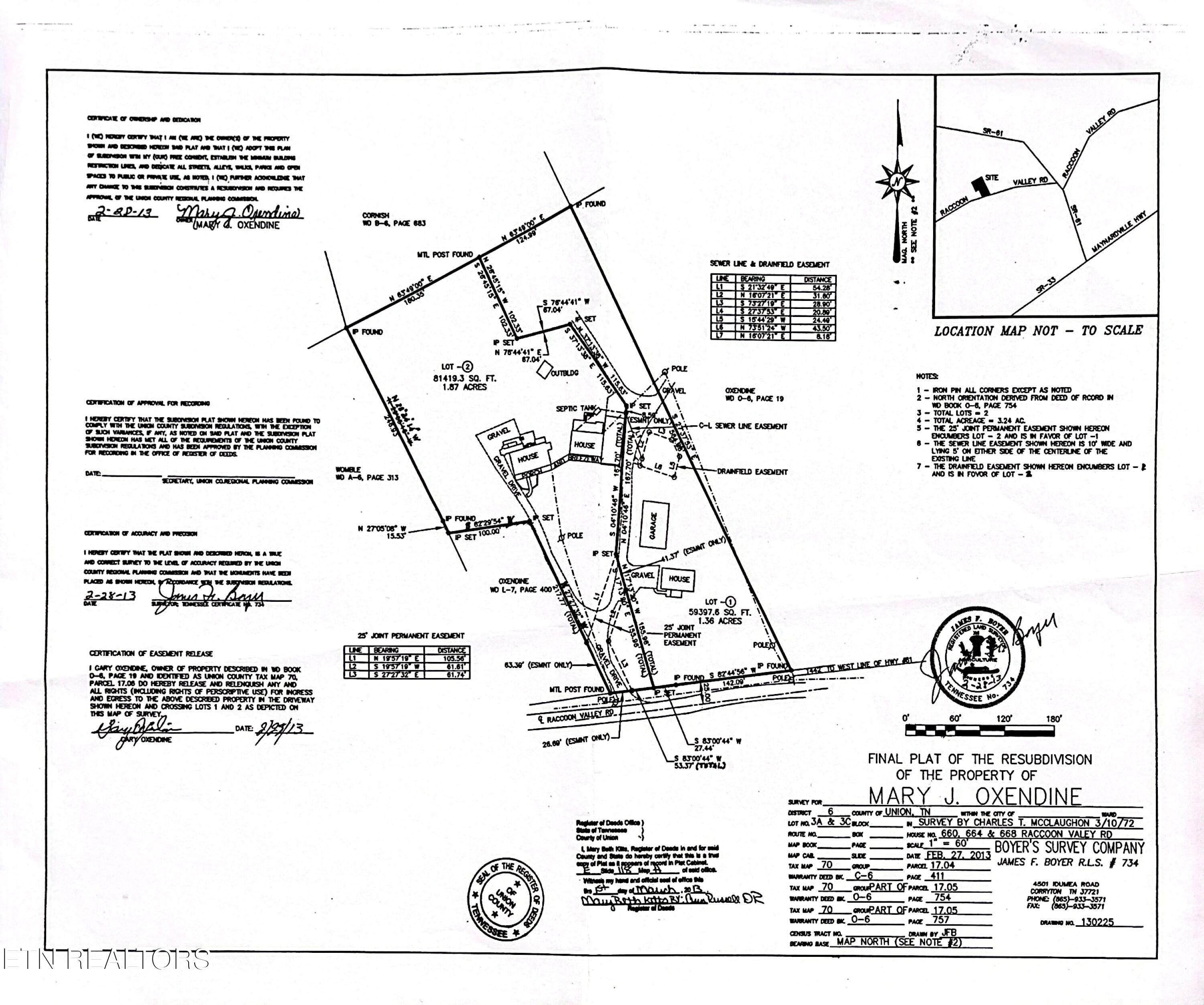 668 Raccoon Valley Road Maynardville, TN 37807 - Photo 50 of 50 Raccoon Valley 2 Parcel Survey
