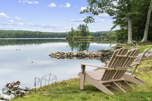 a view of a lake with outdoor space