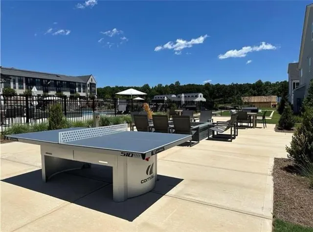 a view of a garden and patio