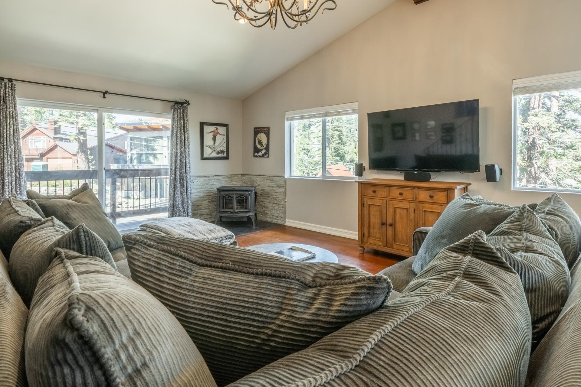 349 Davison Road, Unit 42 Mammoth Lakes, CA 93546 - Photo 15 of 43 a bedroom with a bed and a flat screen tv