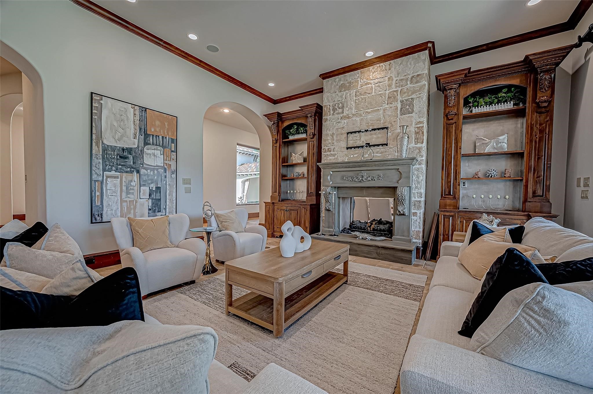 3 Congressional Circle Spring, TX 77389 - Photo 16 of 48 a living room with fireplace furniture and a large window