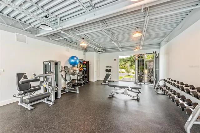 a view of a room with gym equipment