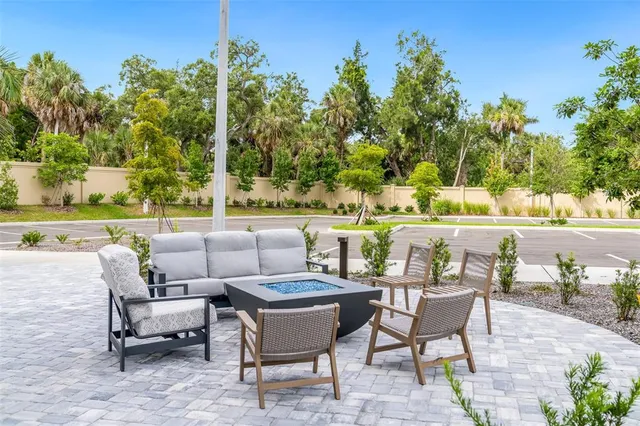 a outdoor living space with furniture and garden