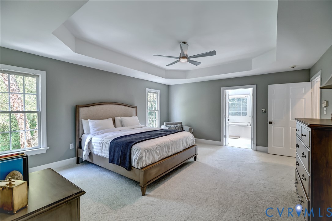 5 Red Fox Road Manakin-Sabot, VA 23103 - Photo 20 of 46 1st floor primary bedroom featuring tray ceiling,