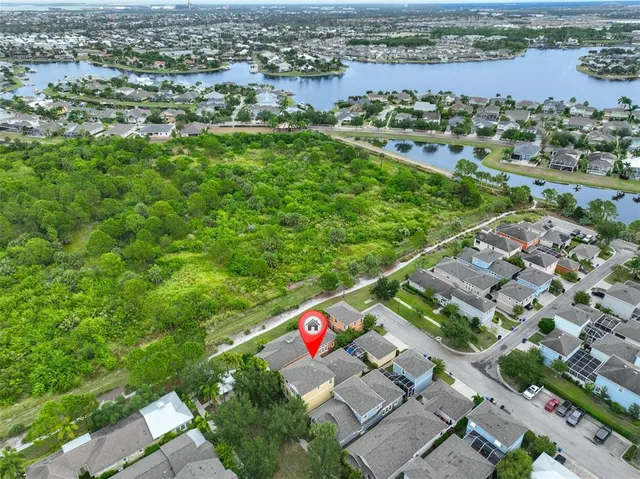 a view of a park with palm trees