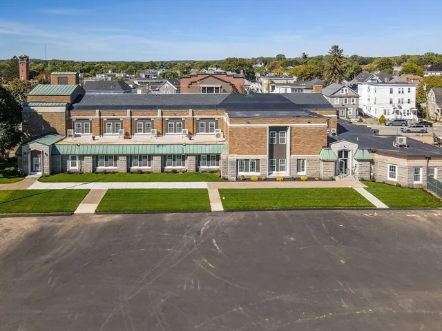 a city view with tall buildings