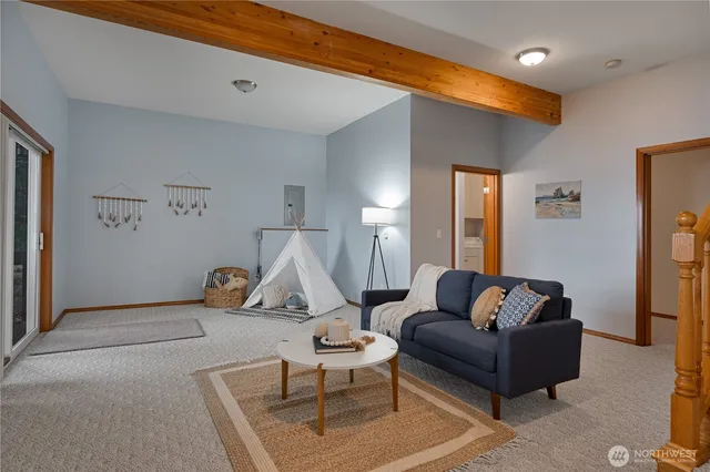 a living room with furniture