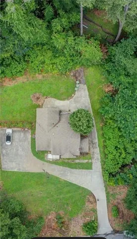 a view of a garden with a fountain