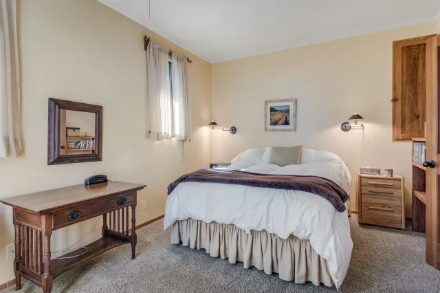 a view of a city with lush green forest