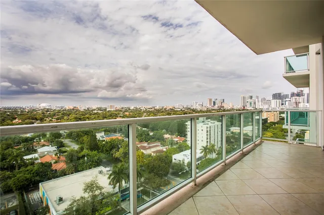a view of a city from a balcony