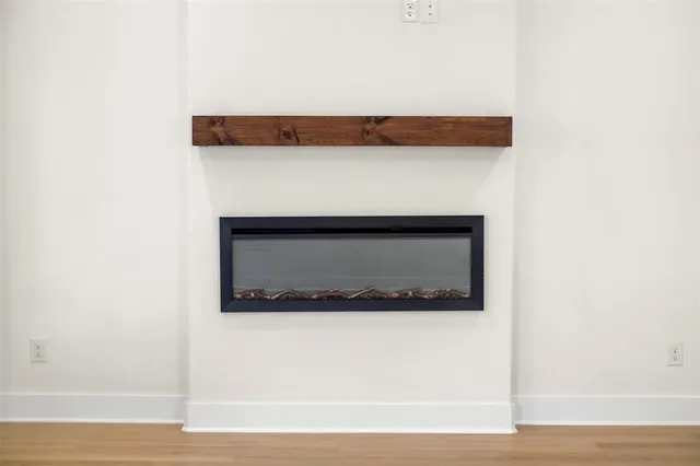 a close view of a fireplace