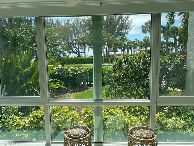 a view of a back yard from a window