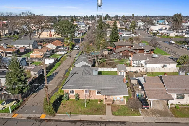 a view of a city with an ocean view