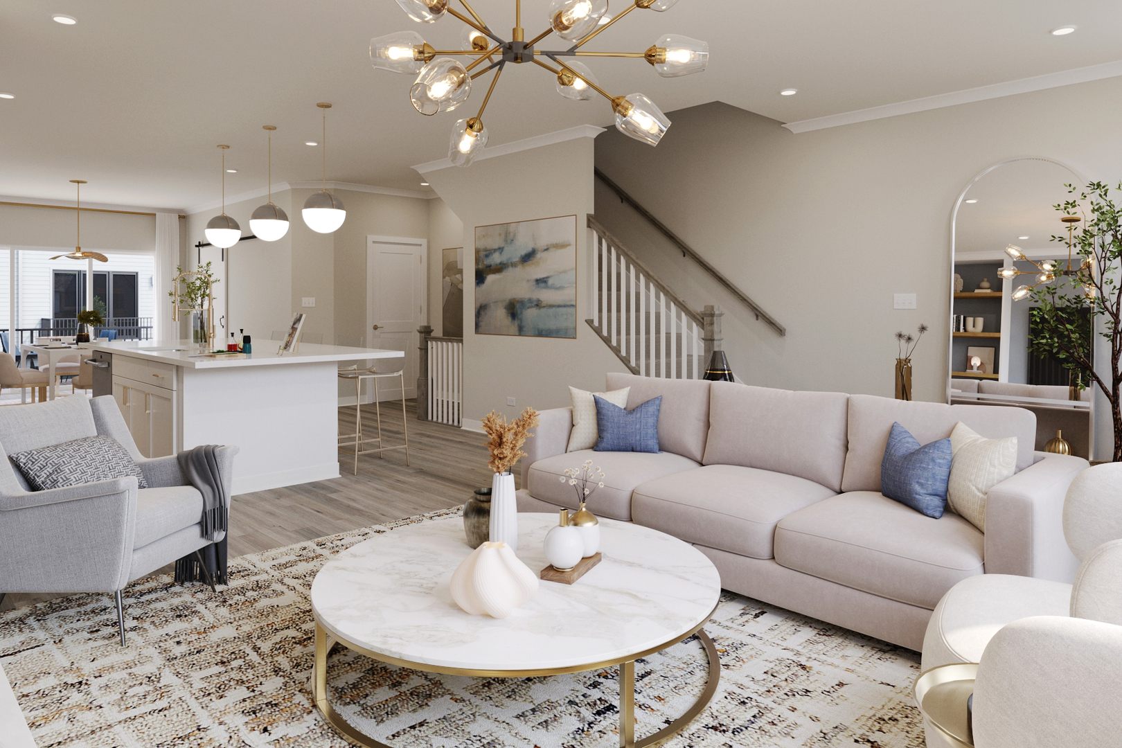 2130 Iron Ridge Lane Naperville, IL 60563 - Photo 9 of 14 a living room with furniture and a chandelier