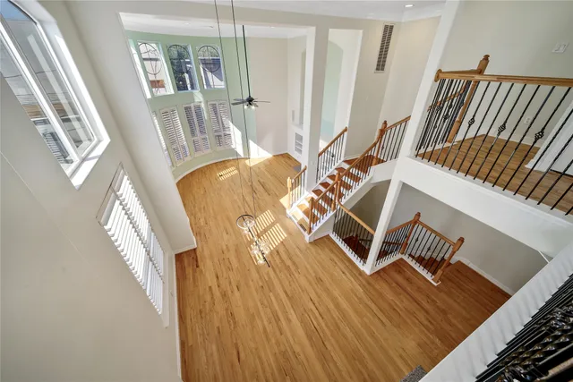 a view of a porch with a small yard