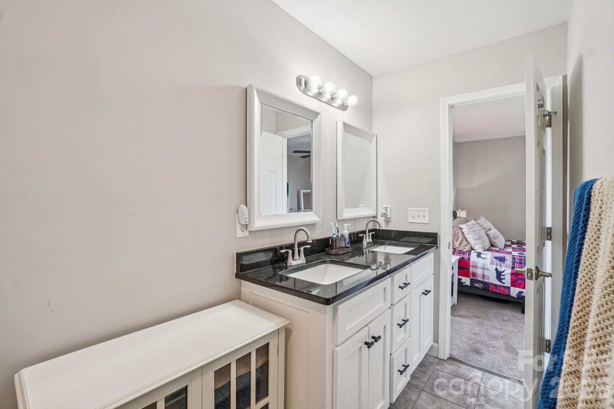 178 Rowe Court Hendersonville, NC 28792 - Photo 11 of 21 a en suite bathroom with a granite countertop sink and a mirror
