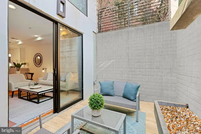 a outdoor living space with furniture