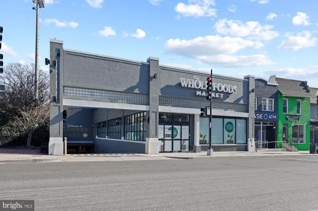 a view of a building with a street