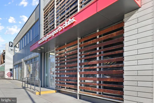 a view of a building on a street