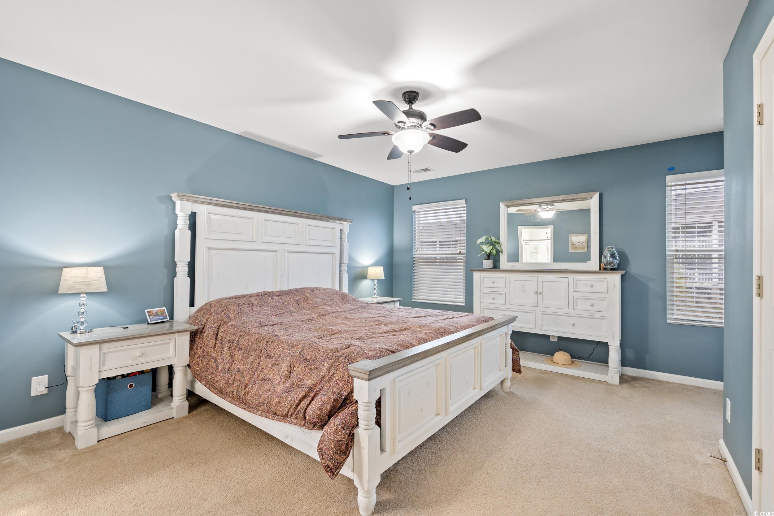 306 Castle Drive, Unit 306 Myrtle Beach, SC 29579 - Photo 13 of 30 Bedroom with light carpet and a ceiling fan