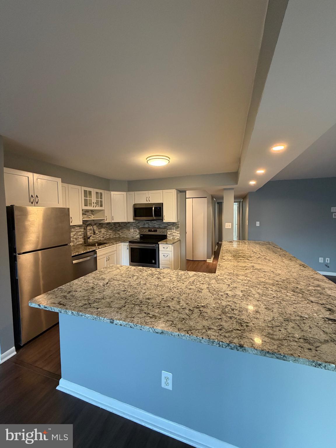 117 Castletown Road, Unit 302 Lutherville-Timonium, MD 21093 - Photo 3 of 15 a kitchen with stainless steel appliances granite countertop a sink and a refrigerator