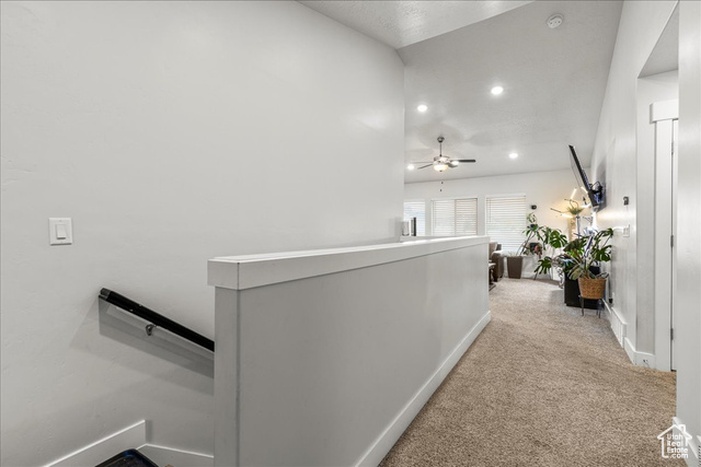 464 South Trejo Rdg Road Grantsville, UT 84029 - Photo 4 of 33 Corridor featuring an upstairs landing, carpet floors, recessed lighting, and baseboards