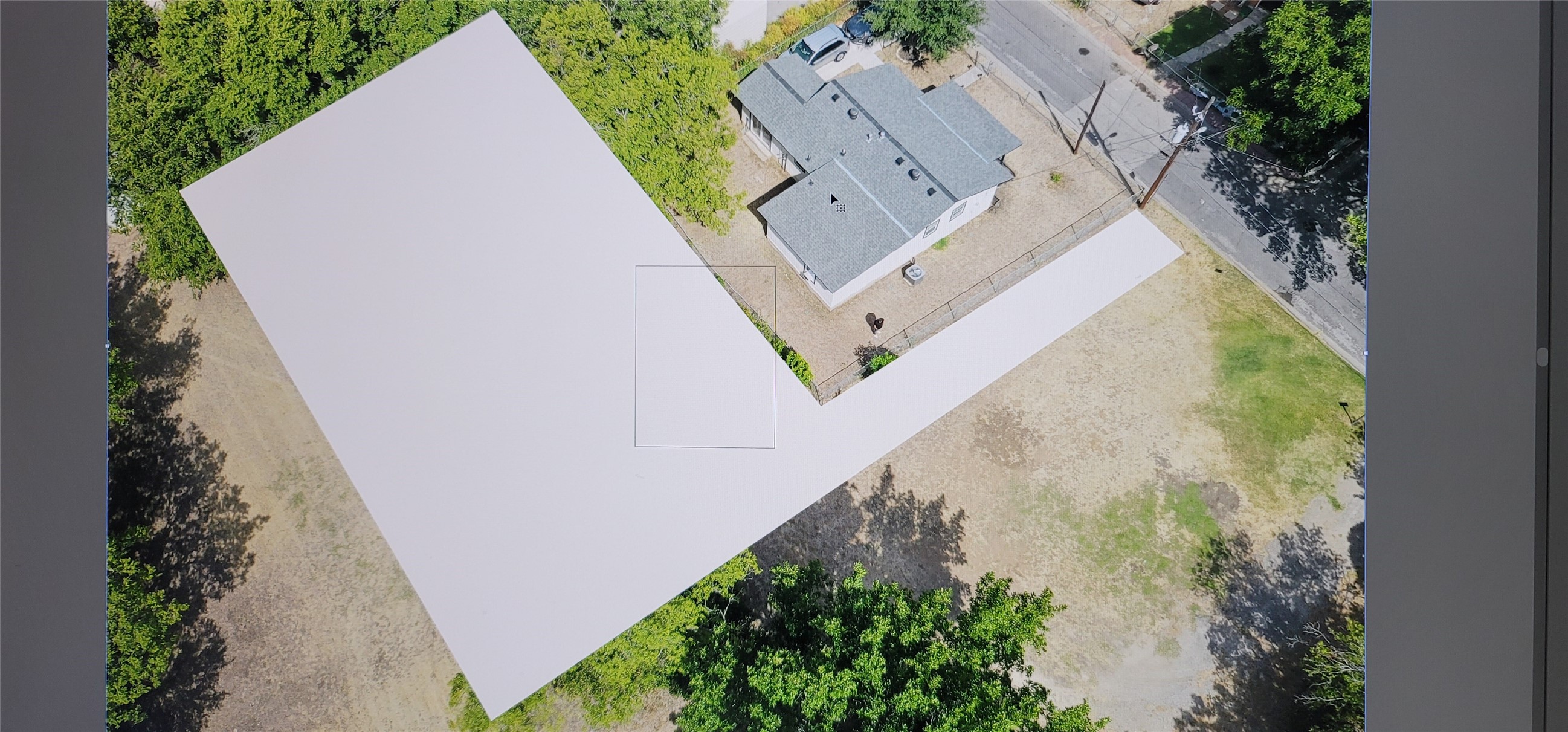 an aerial view of a house
