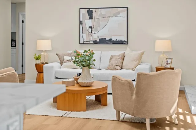 a living room with furniture