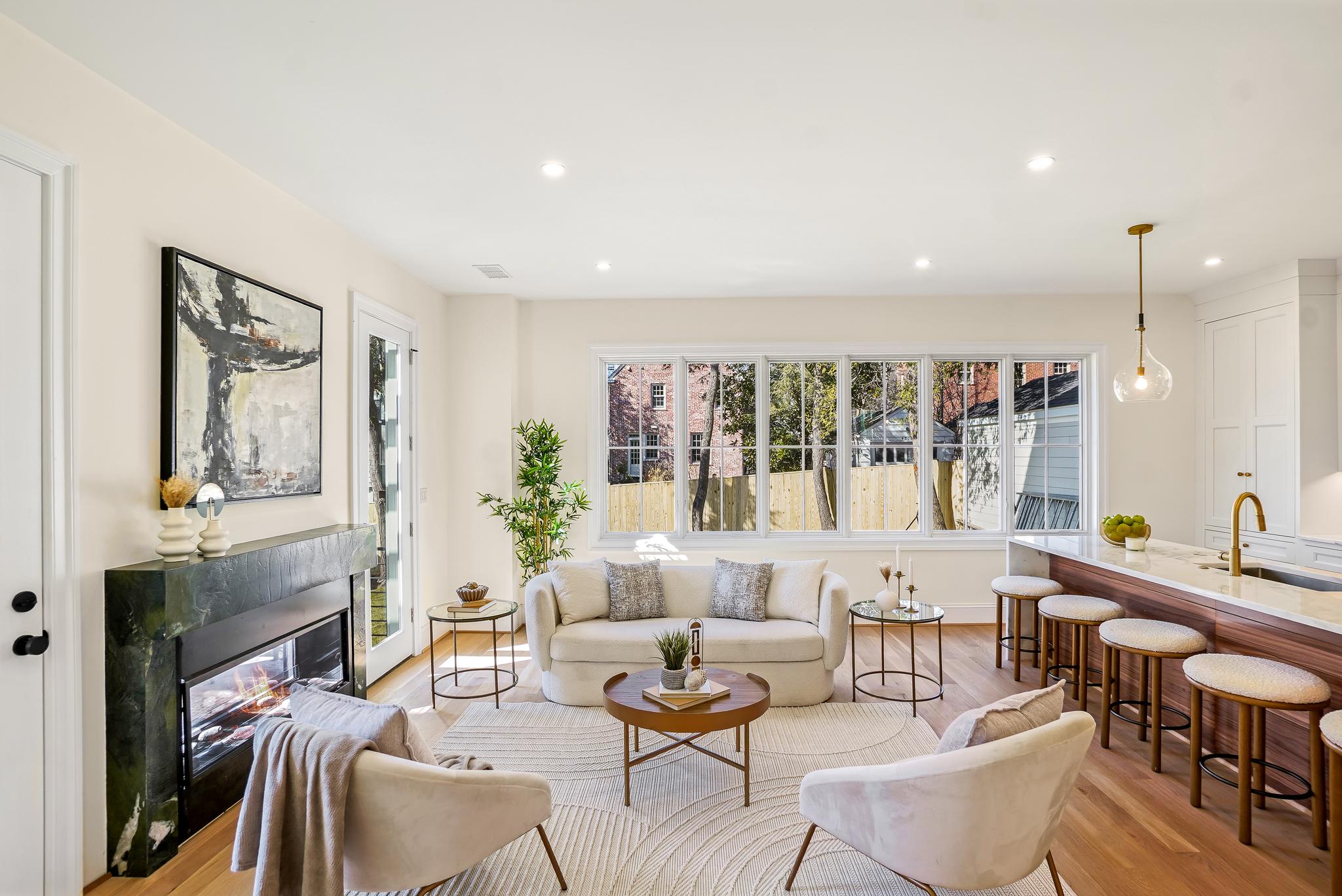 4317 Windom Place Northwest Washington, DC 20016 - Photo 11 of 50 FamRm open to kit, gas fireplace, 2 doors to deck!