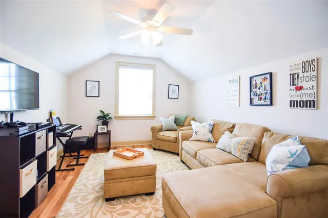 a living room with furniture