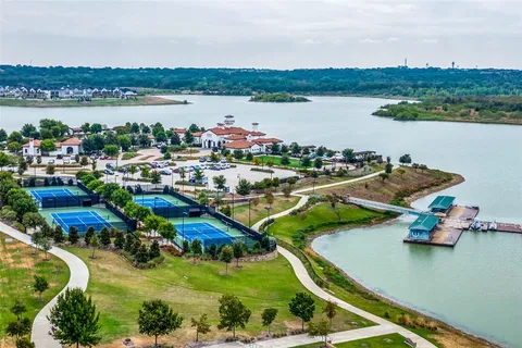 a view of a lake with a big yard