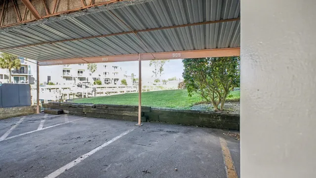 a view of a backyard with plants and garden
