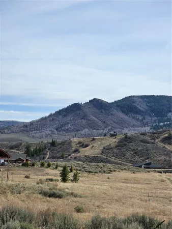 a view of mountain and tree
